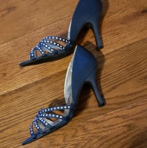 Navy blue rhinestone heels sz6